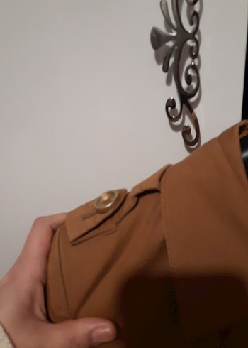 Düğmeli Kahverengi Deri Kadın Trençkot Armağan marka - Görsel 4