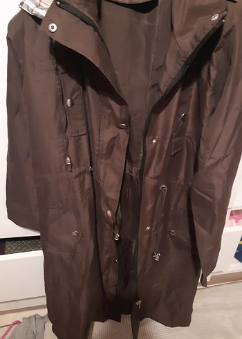 Kadın Kahverengi Uzun Boy Yağmurluk - Görsel 2