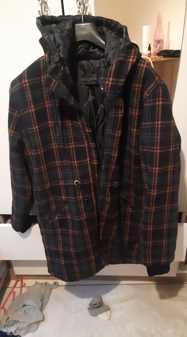 Düğmeli Ekoseli Kadın Midi Kaban - Görsel 3