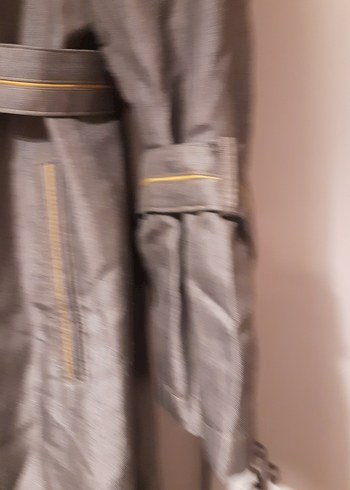 Kadın Kemerli Uzun Bej Keten Kaban - Görsel 4