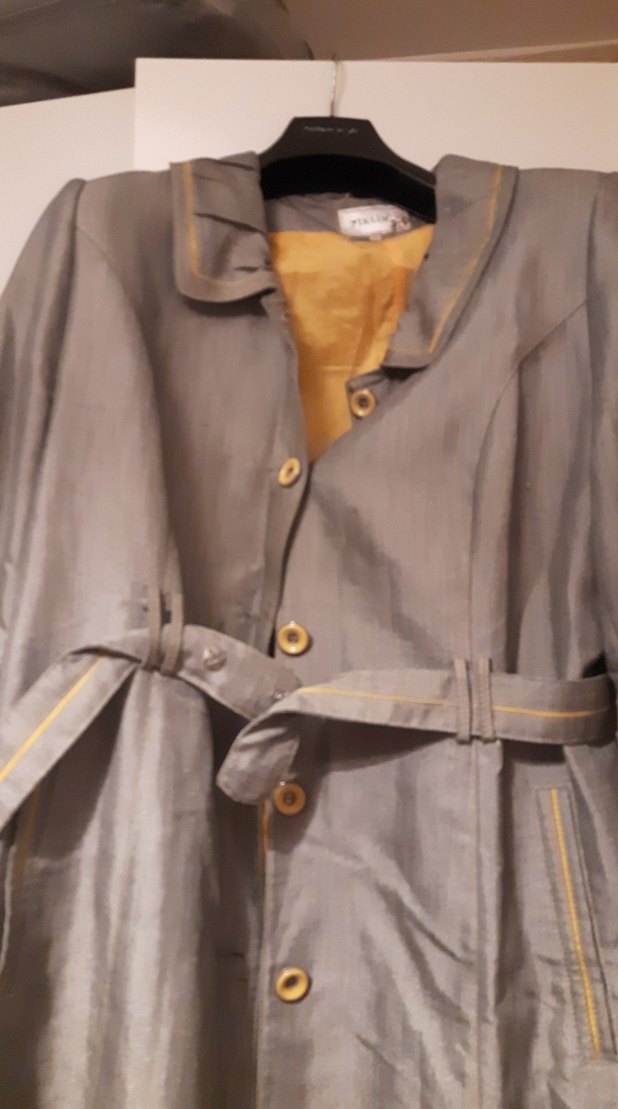 Kadın Kemerli Uzun Bej Keten Kaban - Görsel 2