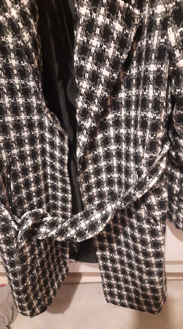 Gri Ekose Midi Kadın Kaban - Görsel 3