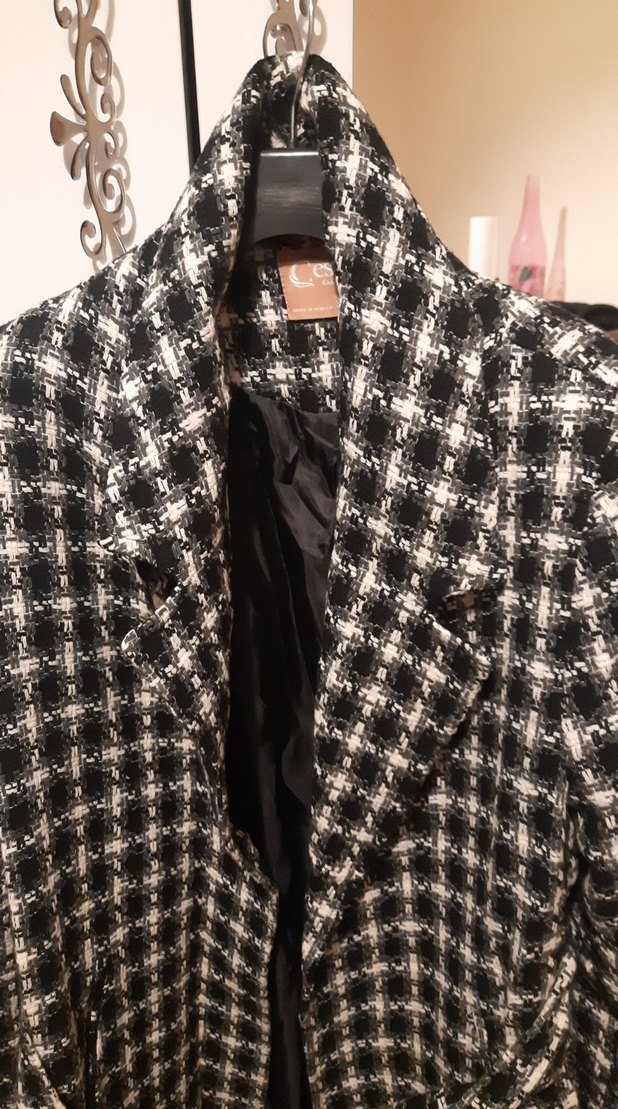 Gri Ekose Midi Kadın Kaban - Görsel 2