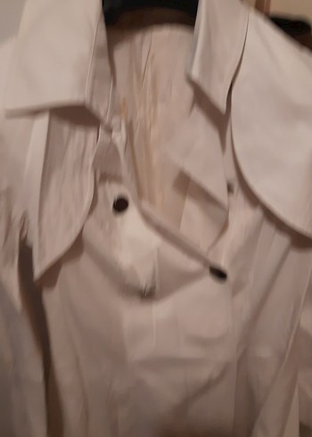 Kadın Beyaz Keten Midi Trençkot - Görsel 3