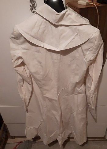 Kadın Beyaz Keten Midi Trençkot - Görsel 5