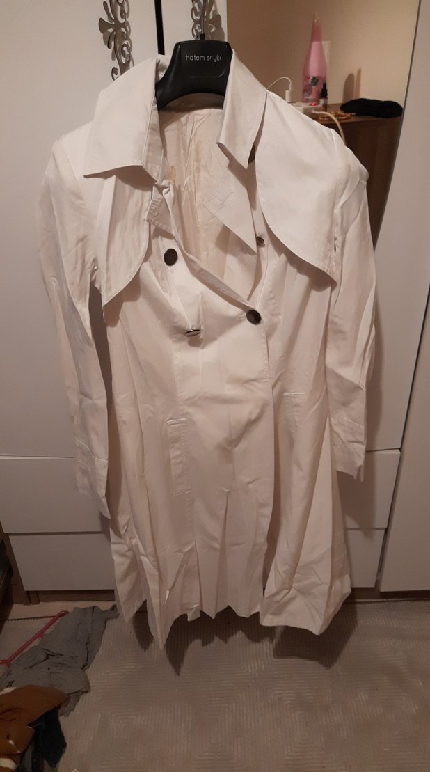 Kadın Beyaz Keten Midi Trençkot - Görsel 2