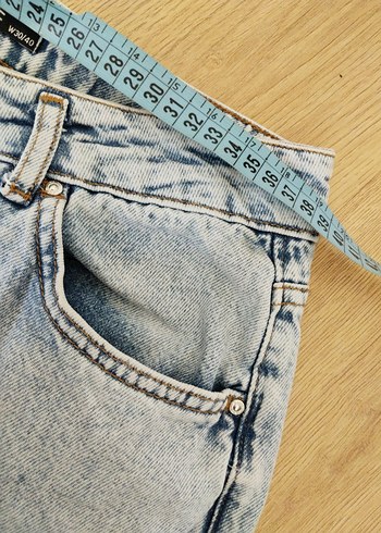 30 Beden mavi Renk Mavi Yırtık Detaylı Loose Fit Kadın Denim Pantolon