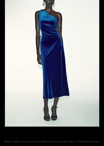 Zara Asymmetric velvet midi dress, yeni sezon - Görsel 3