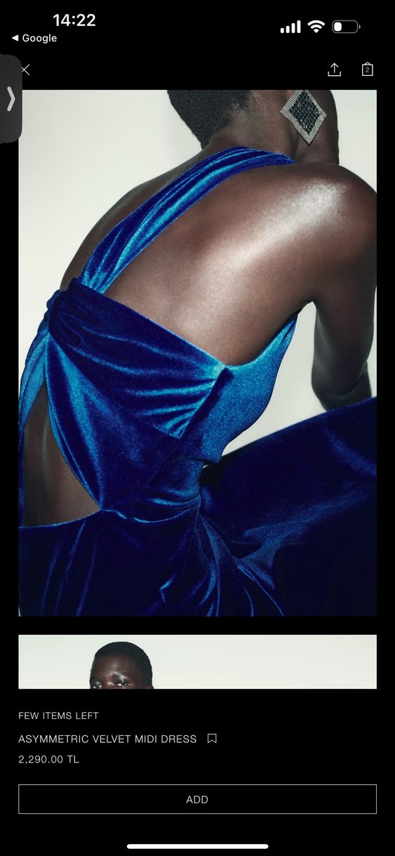 Zara Asymmetric velvet midi dress, yeni sezon - Görsel 2