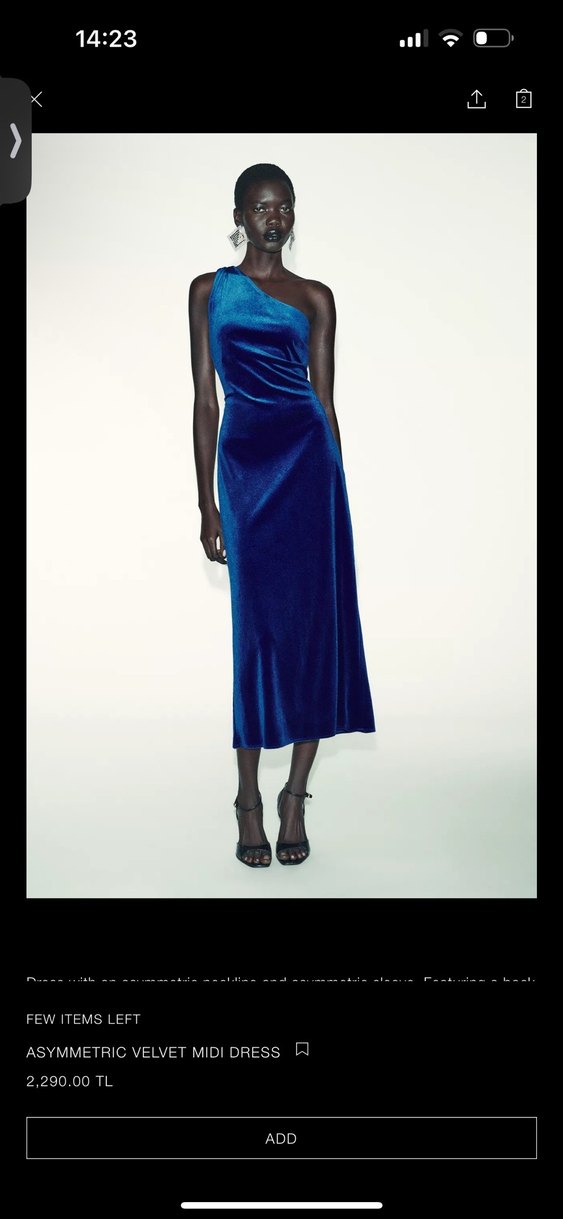 Zara Asymmetric velvet midi dress, yeni sezon - Görsel 3