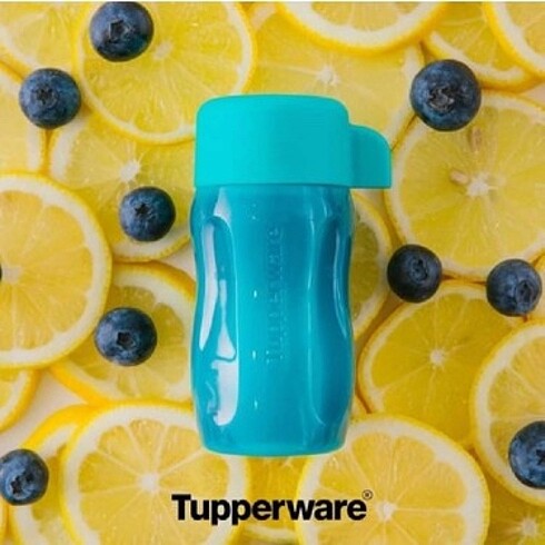 Tupperware mini eko şişe 90ml turkuaz ilaç şişesi