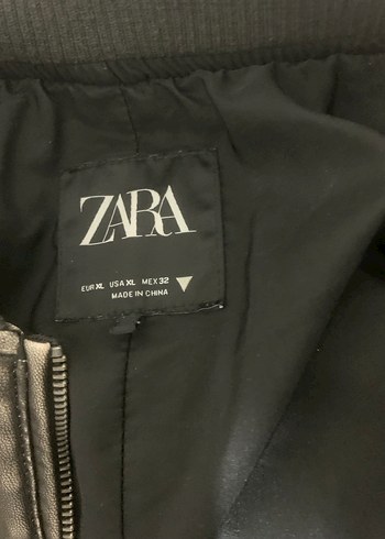 zara suni deri bomber ceket - Görsel 3
