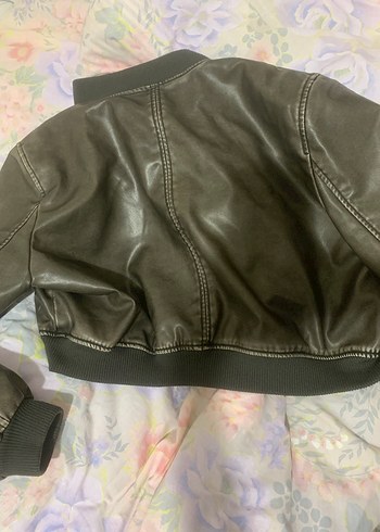 zara suni deri bomber ceket - Görsel 4