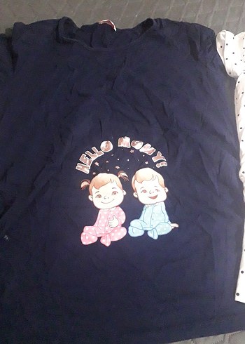 Baskılı Kısa Kollu Hamile Bluz - Görsel 2