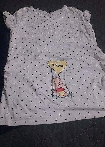 Baskılı Kısa Kollu Hamile Bluz - Görsel 3