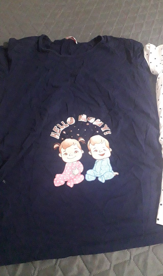 Baskılı Kısa Kollu Hamile Bluz - Görsel 2