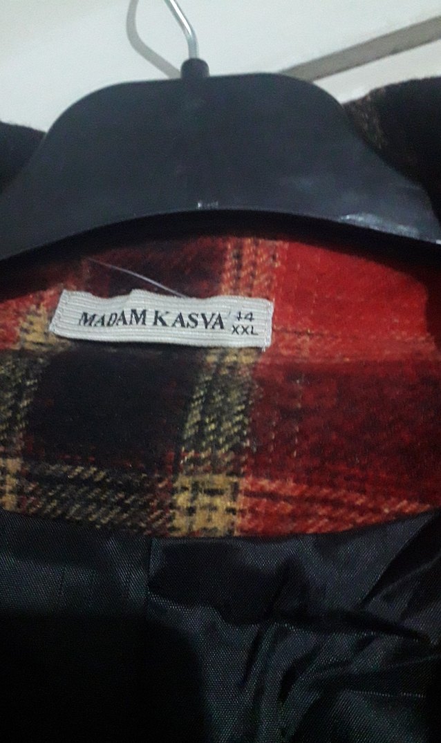 Kareli Koyu Kırmızı Kadın Blazer Ceket - Görsel 3