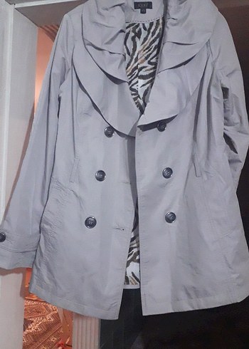 Gri Midi Düğmeli Kadın Trençkot - Görsel 2