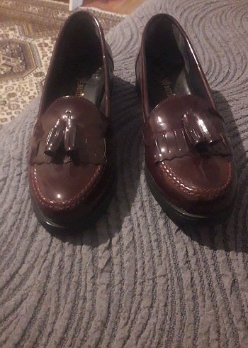 Kahverengi Deri Platform Topuklu Klasik Kadın Ayakkabı - Görsel 2