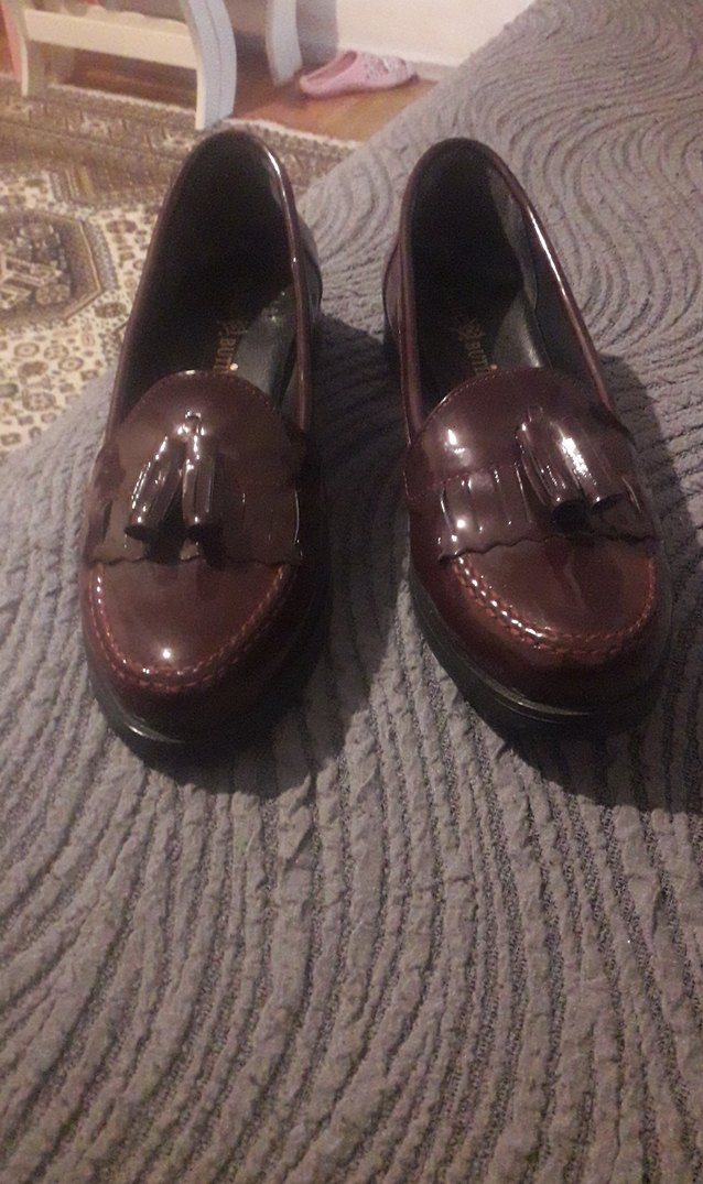 Kahverengi Deri Platform Topuklu Klasik Kadın Ayakkabı - Görsel 2