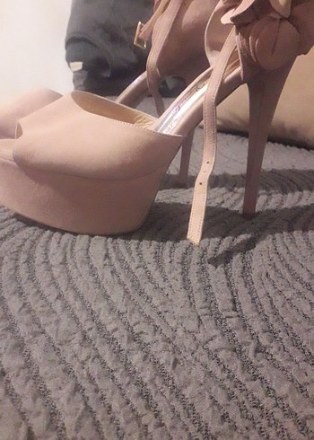 Süet Platform Topuklu Kadın Abiye Ayakkabı - Görsel 7