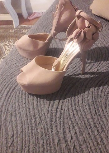 Süet Platform Topuklu Kadın Abiye Ayakkabı - Görsel 4