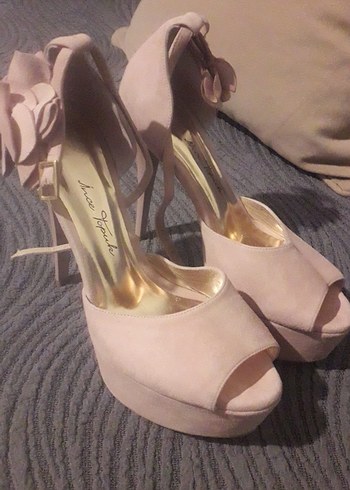 Süet Platform Topuklu Kadın Abiye Ayakkabı - Görsel 3