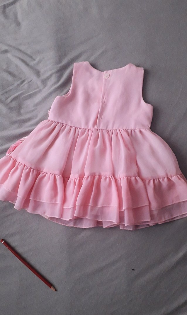 Pembe Kız Çocuk Çiçekli Elbise - Görsel 3