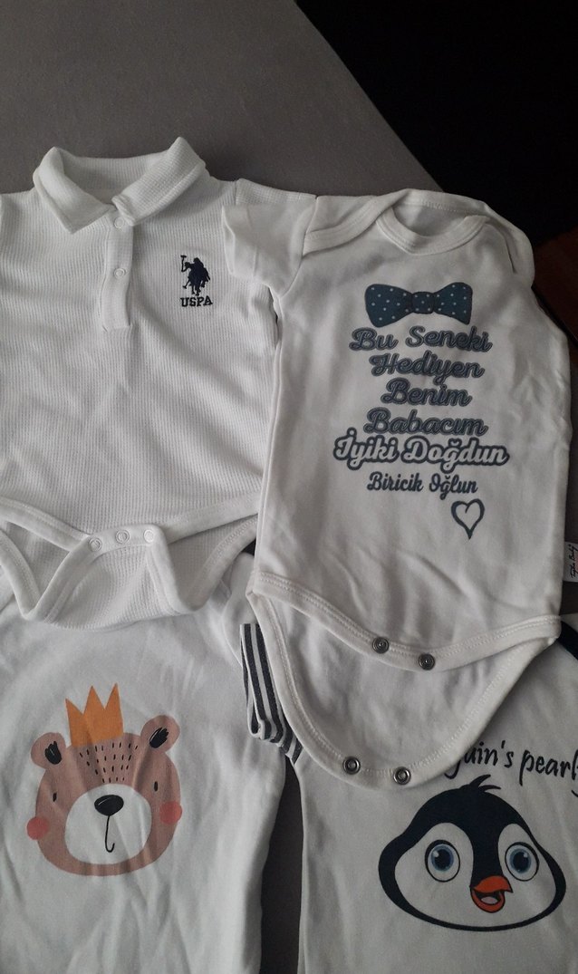 Baskılı Beyaz Kısa Kollu Bebek Body - Görsel 2