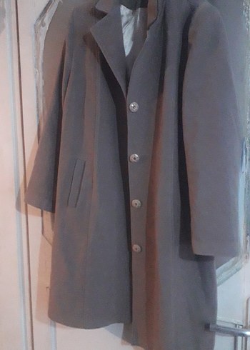 Gri Süet kadın Uzun Palto - Görsel 2