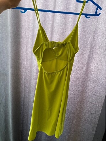 Pull and Bear Limon yeşili mini elbise