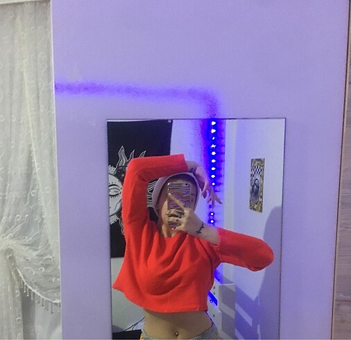 universal Beden Kırmızı crop kazak