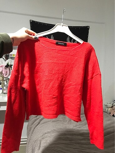 Sheinside Kırmızı crop kazak