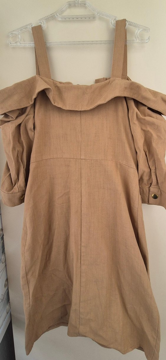 Bej Kemerli Elbise - Görsel 2