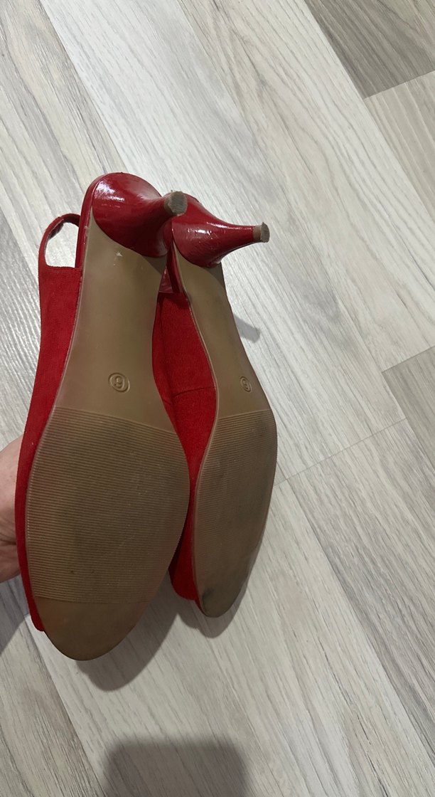 Kırmızı Süet minik Topuklu Kadın Stiletto - Görsel 3