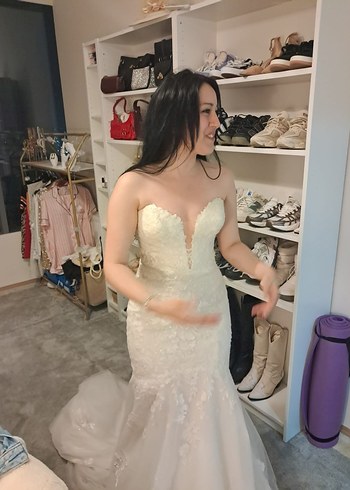 Straplez Bohem Uzun Kuyruklu Denizkızı Gelinlik - Görsel 10