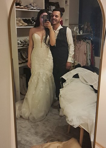 Straplez Bohem Uzun Kuyruklu Denizkızı Gelinlik - Görsel 16