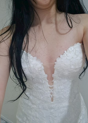 Straplez Bohem Uzun Kuyruklu Denizkızı Gelinlik - Görsel 14