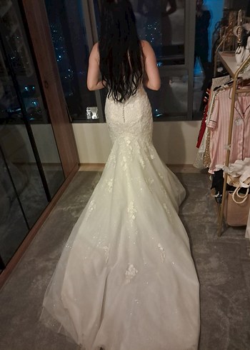 Straplez Bohem Uzun Kuyruklu Denizkızı Gelinlik - Görsel 13