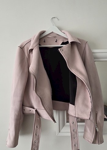 Pembe Süet Kadın Deri Ceket zara - Görsel 2