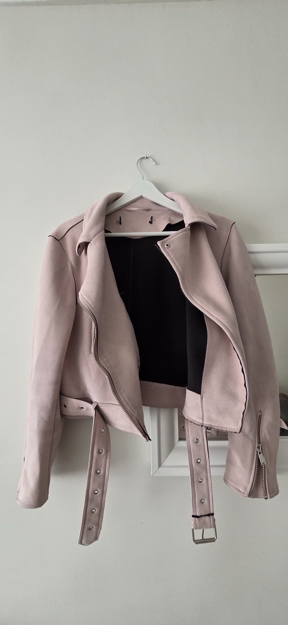 Pembe Süet Kadın Deri Ceket zara - Görsel 2