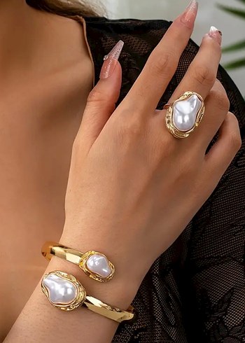 Gold barok inci takı set