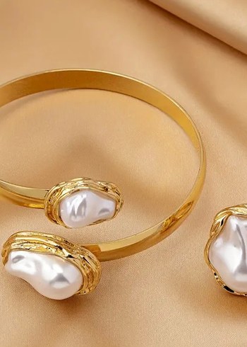 swarovski Gold barok inci takı set