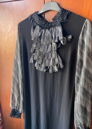 Zara Gri Uzun Kollu Fırfırlı Kadın Elbise