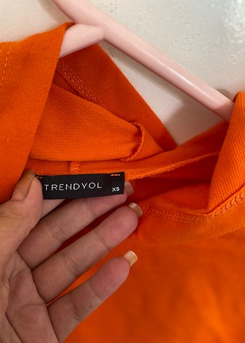 s Beden turuncu Renk Turuncu Uzun Kollu Keten Sweatshirt