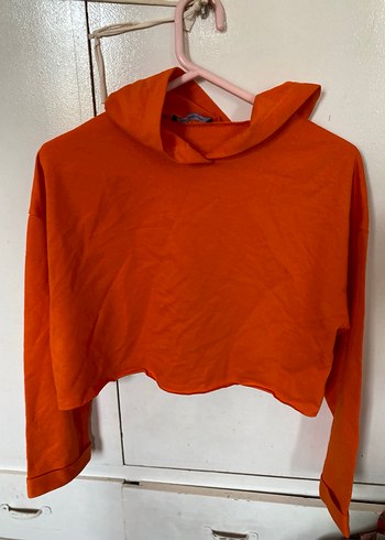 Turuncu Uzun Kollu Keten Sweatshirt
