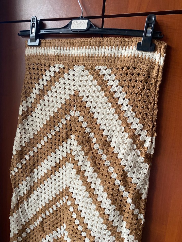 Kahverengi Örgü Desenli plaj ikili takım - Görsel 3