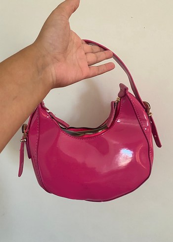 Mango Parlak Pembe Deri Kadın Çanta