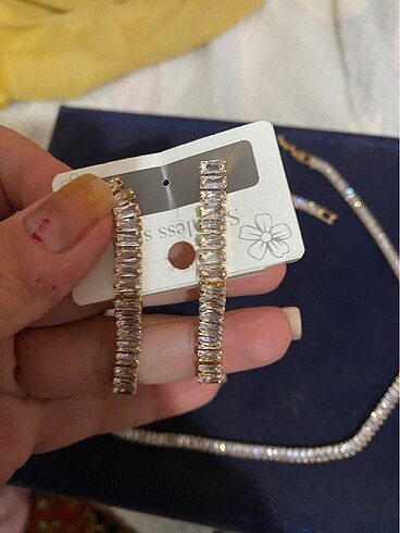 Accessorize Baget taşlı kolye küpe set