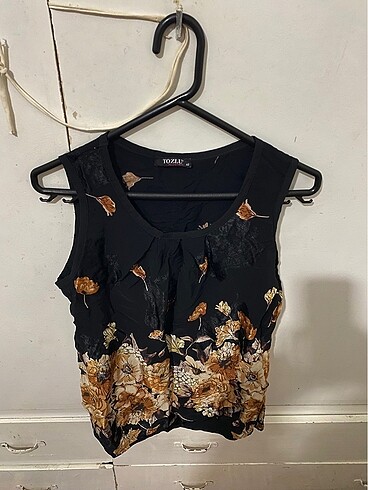 xl Beden siyah Renk Çiçekli saten bluz
